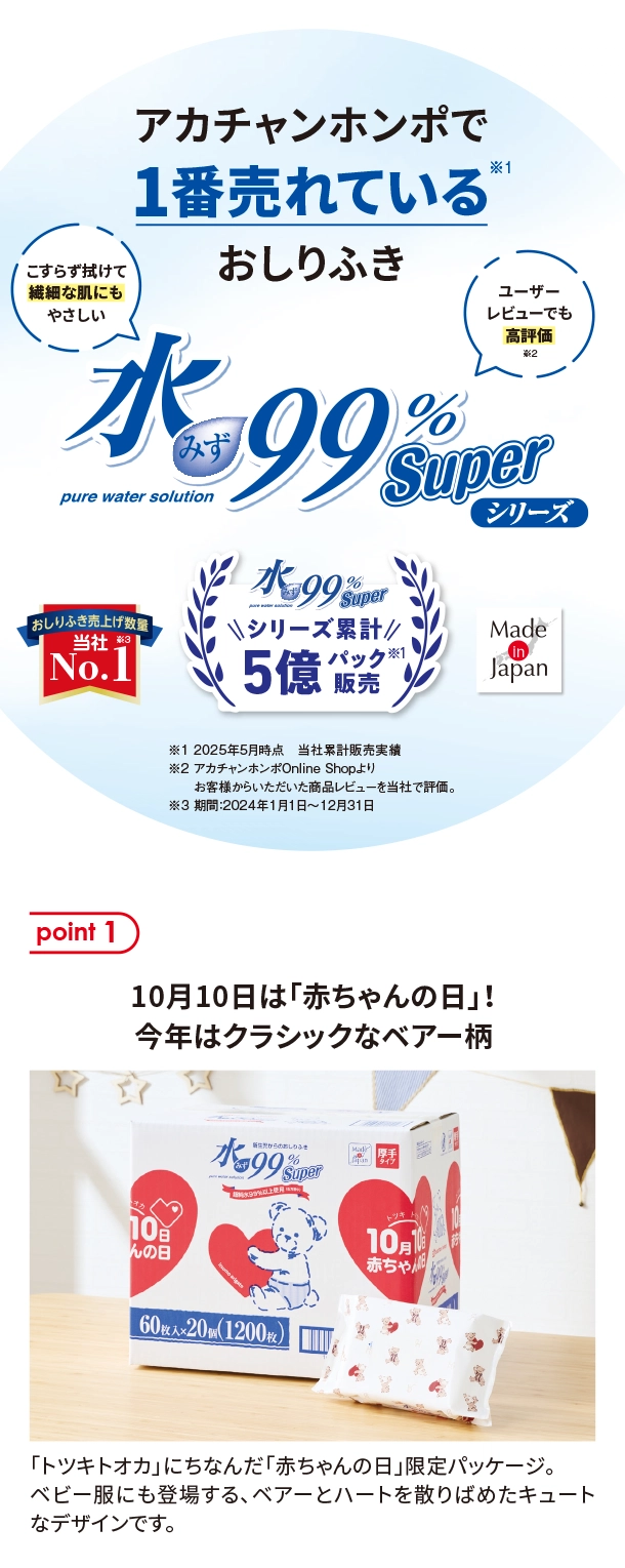 10月新商品情報|水99％Super新生児からのおしりふき 厚手