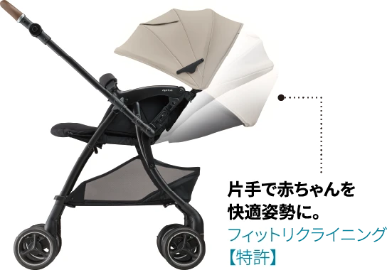 片手で赤ちゃんを快適姿勢に。フィットリクライニング 【特許】