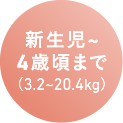 新生児~4歳頃まで3.2~20.4kg