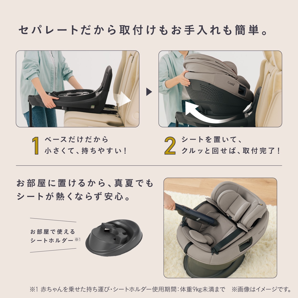 はじめての子育てに！マルチグリップ搭載のチャイルドシートTHE S